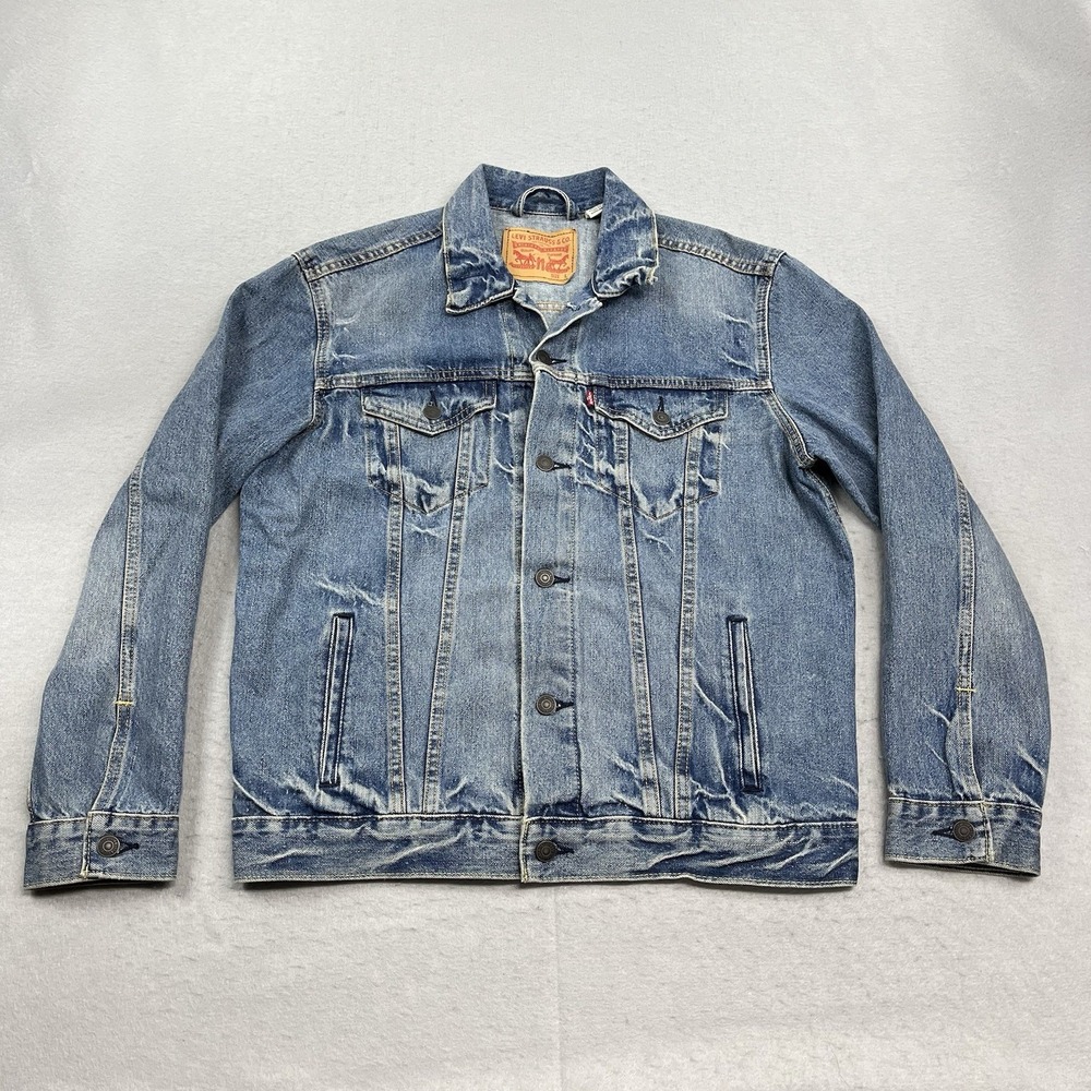 Levis Trucker Jacket Mens Large Blue Denim Type 3 Faded